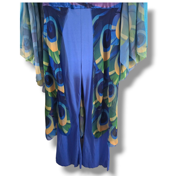 Girls Posh Peacock Costume Sz L 10/12 Jumpsuit Headpiece Hyde And Eek Halloween - Picture 3 of 11